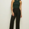 Fashion Oasis Linen Mix Straight Leg Trouser Navy