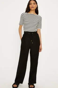 Outlet Oasis Linen Mix Tie Waist Jogger Black