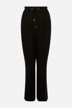 Outlet Oasis Linen Mix Tie Waist Jogger Black