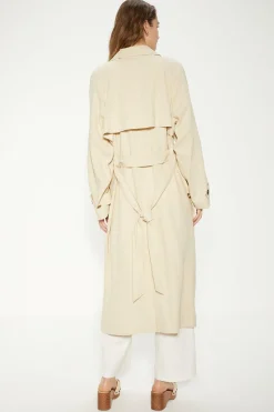 Online Oasis Linen Mix Trench Coat Ecru