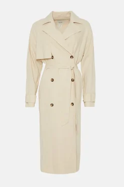 Online Oasis Linen Mix Trench Coat Ecru