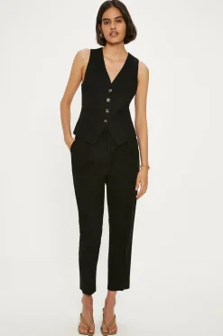 Discount Oasis Linen Mix Waist Coat Black