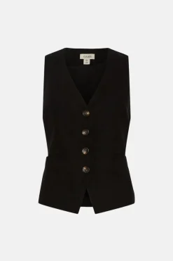 Discount Oasis Linen Mix Waist Coat Black