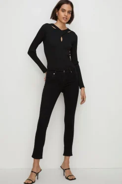 Sale Oasis Long Cherry Organic Sculpting Slim Leg Jean Black