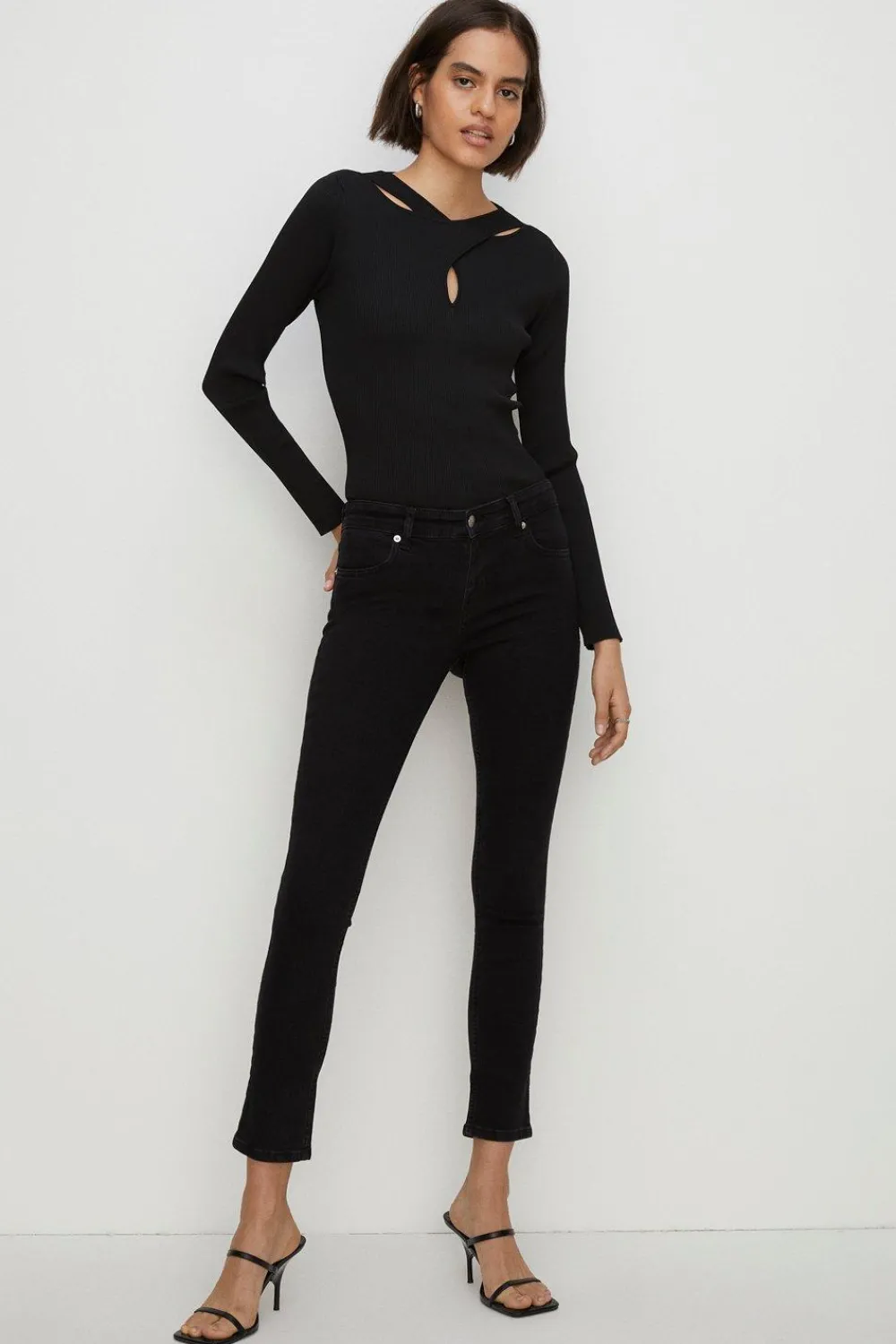 Sale Oasis Long Cherry Organic Sculpting Slim Leg Jean Black