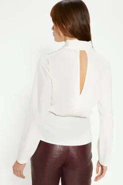 Sale Oasis Long Sleeve Draped Wrap Over Top Ivory