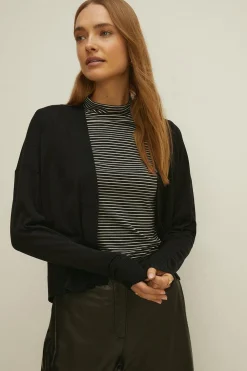 Hot Oasis Long Sleeve Edge To Edge Knitted Shrug Cobalt