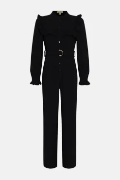 Online Oasis Long Sleeve Frill Detail Jumpsuit Burgundy