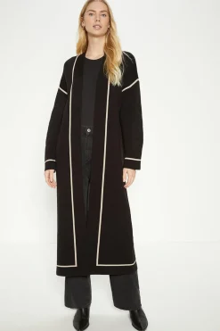 Online Oasis Maxi Edge To Edge Tipped Coatigan Black