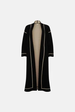 Online Oasis Maxi Edge To Edge Tipped Coatigan Black