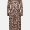 Outlet Oasis Mesh Ruched Bodice Pleated Midi Dress Animal