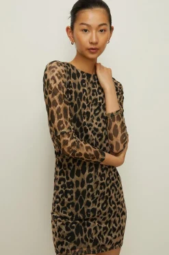 Discount Oasis Mesh Tie Back Mini Dress Animal