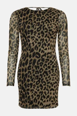 Discount Oasis Mesh Tie Back Mini Dress Animal