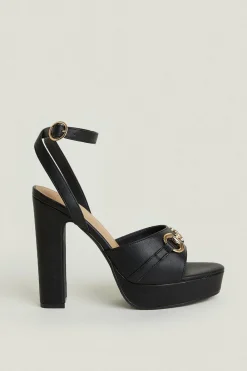 Discount Oasis Metal Trim Platform Sandals Black