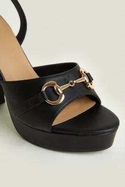 Discount Oasis Metal Trim Platform Sandals Black