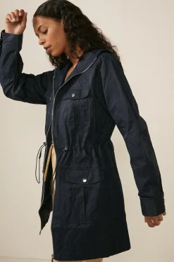 Discount Oasis Metalised Midi Raincoat Navy