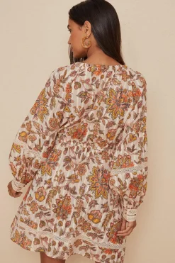 Discount Oasis Metallic Paisley Mini Dress Cream