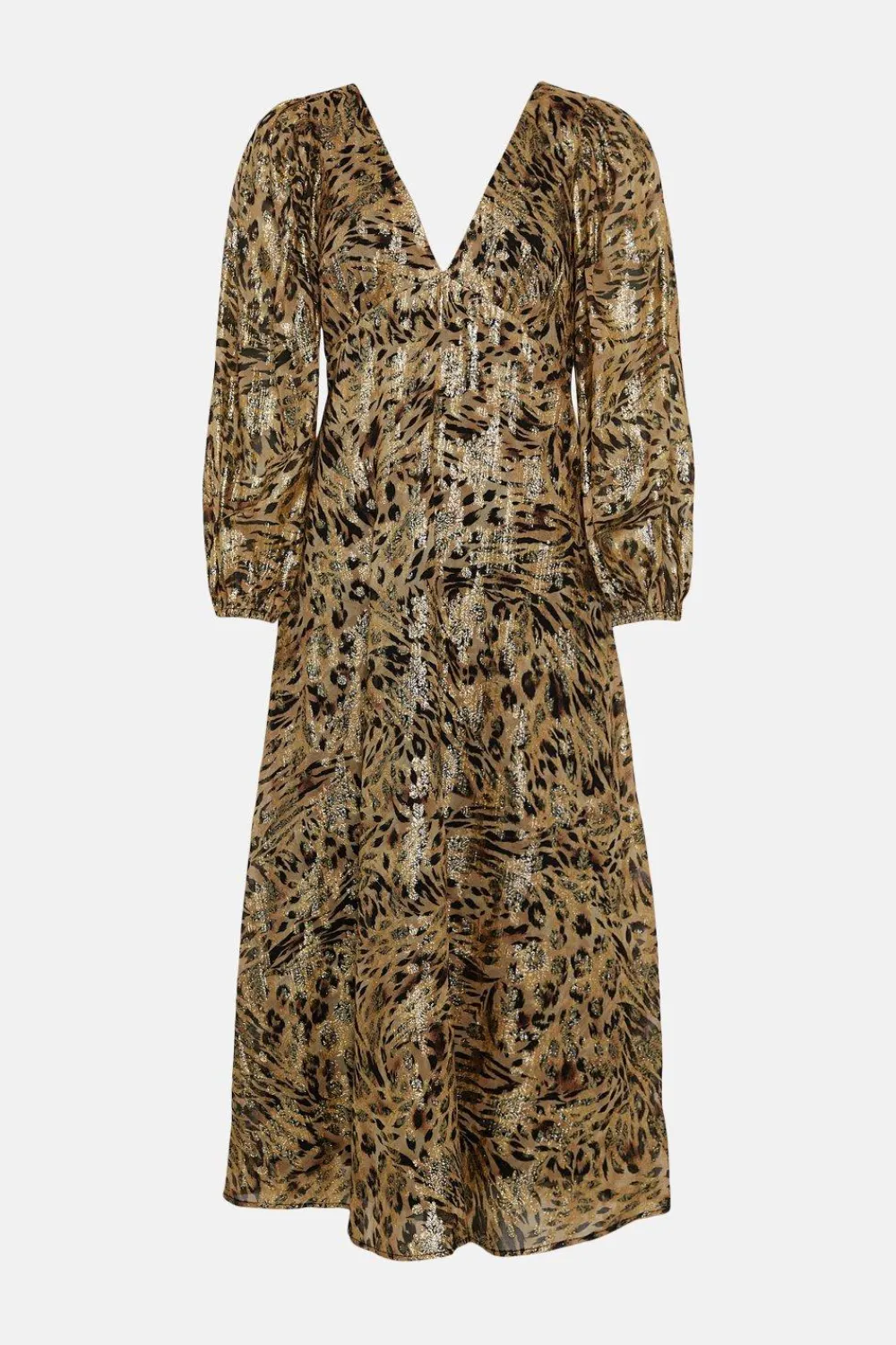 Outlet Oasis Metallic Strappy Back Midi Dress Animal