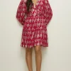 Clearance Oasis Metallic V Front Smock Mini Dress Ivory