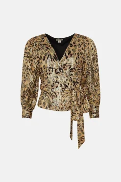 Best Oasis Metallic Wrap Top Animal
