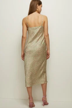 Outlet Oasis Micro Ditsy Satin Twill Midi Slip Dress Mint