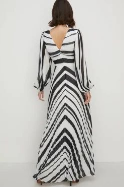 Best Oasis Micro Pleated Stripe Midi Dress Blackwhite