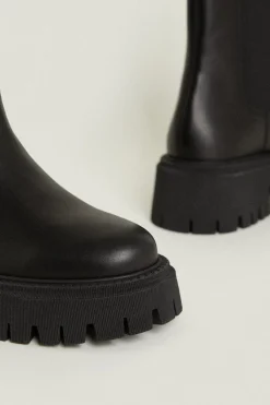 Outlet Oasis Mid Calf Leather Boot Black