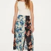 New Oasis Mixed All Over Floral Spot Printed Skirt Multi
