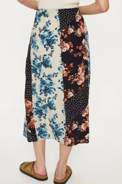 New Oasis Mixed All Over Floral Spot Printed Skirt Multi