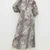 Online Oasis Mixed Animal Printed Pussybow Midi Dress Multi