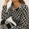 Hot Oasis Mixed Check Zig Zag Seam Midi Dress Mono