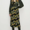 Discount Oasis Mixed Floral Print Midi Tea Dress Black