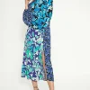 Discount Oasis Mixed Floral Ruched Front Midi Dress Blue