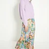 New Oasis Mixed Floral Satin Bias Midi Skirt Multi