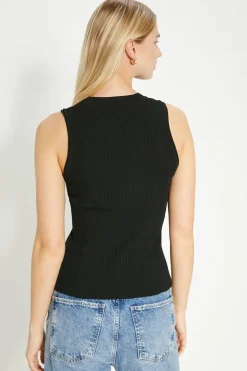 Sale Oasis Mixed Rib Knitted Vest Black