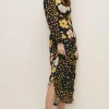 Clearance Oasis Mixed Scale Floral Pleated Midi Dress Black