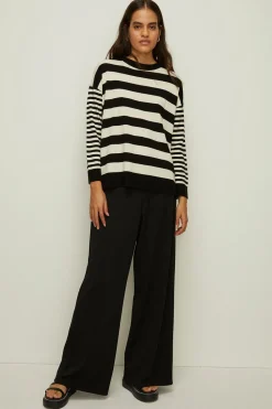 Best Oasis Mixed Stripe Crew Neck Weekend Jumper Blue