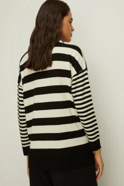Best Oasis Mixed Stripe Crew Neck Weekend Jumper Blue