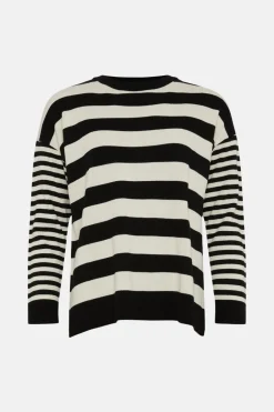 Best Oasis Mixed Stripe Crew Neck Weekend Jumper Blue
