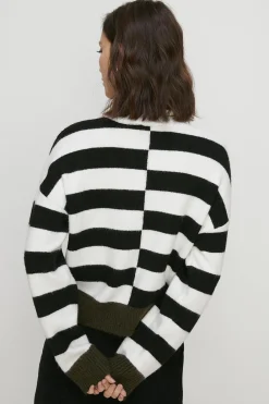 Online Oasis Mixed Stripe Tipped Detail Jumper Mono