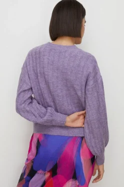 New Oasis Mock Neck Wide Rib Jumper Mauve