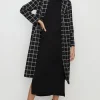 Fashion Oasis Mono Check Single Breasted Relaxed Coat Black