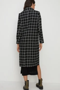 Fashion Oasis Mono Check Single Breasted Relaxed Coat Black