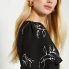 Fashion Oasis Mono Floral Printed Crepe Belted Jumpsuit Black