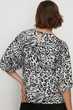 Clearance Oasis Mono Mixed Animal Print Shell Top Blackwhite