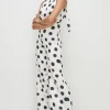 Outlet Oasis Mono Spot Satin Halter Neck Jumpsuit White