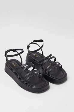 Discount Oasis Multi Strap Flatform Sandal Black