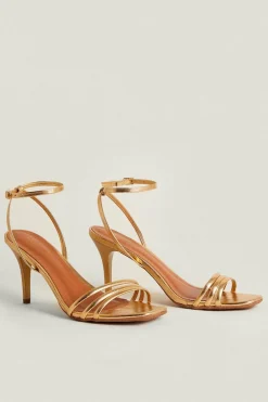 Online Oasis Multi Strap Heeled Sandals Gold