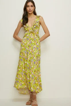 Discount Oasis Neon Ditsy Cutout Midi Dress Lime