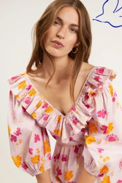 Discount Oasis X Charlie Taylor Palm Floral Print Skater Dress Lilac